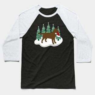 Chocolate Labrador Snow and Christmas Baseball T-Shirt